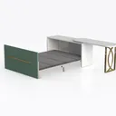 Modern Green Gold Accent Cabinet With Side Table 3D Model Left 45 Degree View
