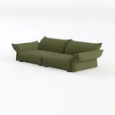 Minimalist Olive Green Fabric Large Sofa 3D Model Left 45 Degree View
