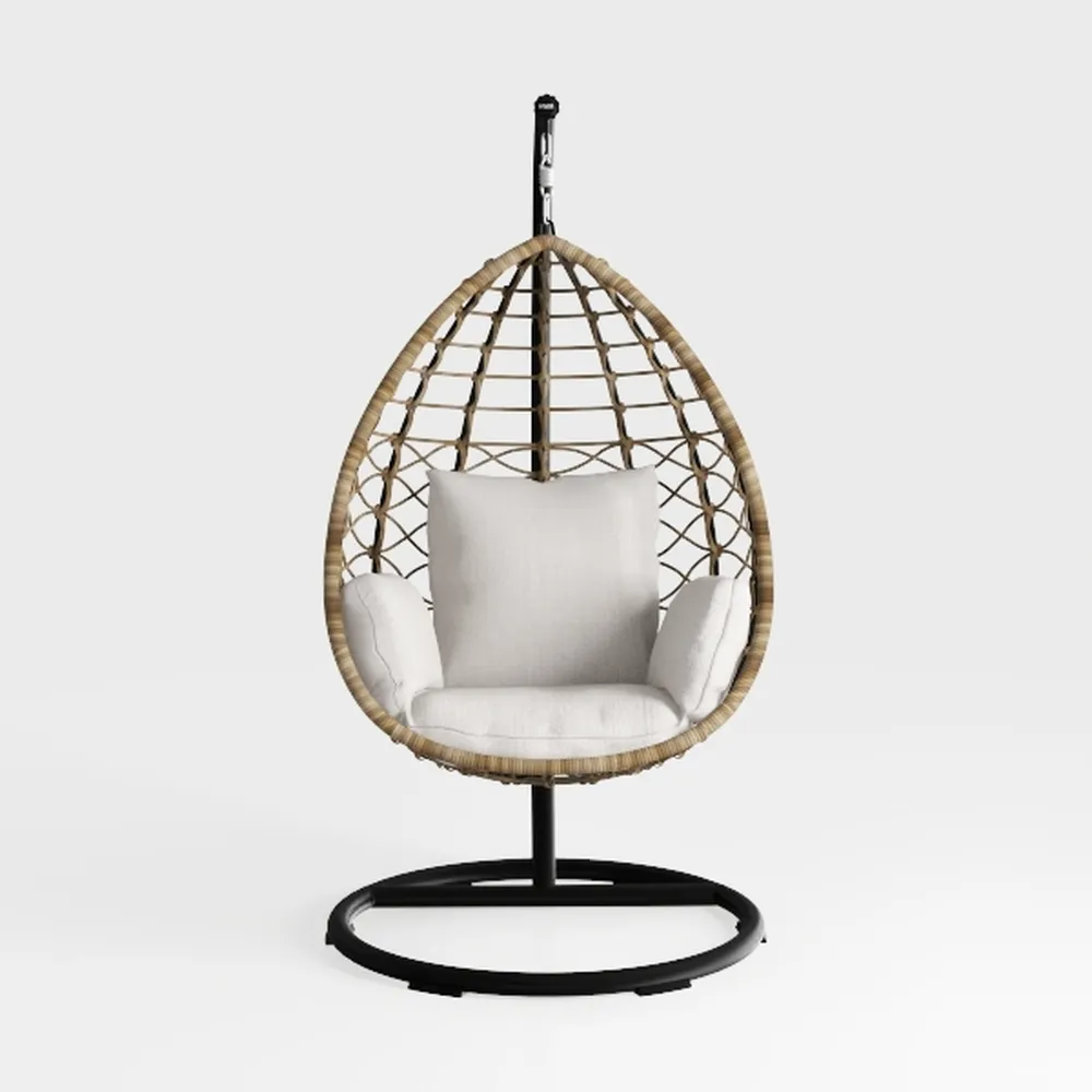 Wicker Egg Chair with Cushion & Footrest - Oversiz