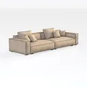 Minimalist Beige Fabric Extra Large Sectional Sofa 3D Model Right 45 Degree View