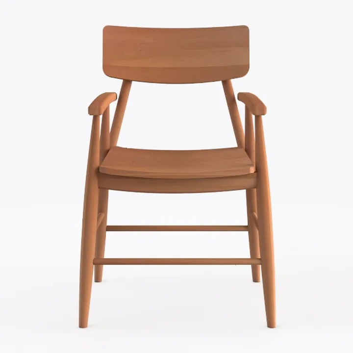 Mid Century Solid Wood Armchair 3D Model
