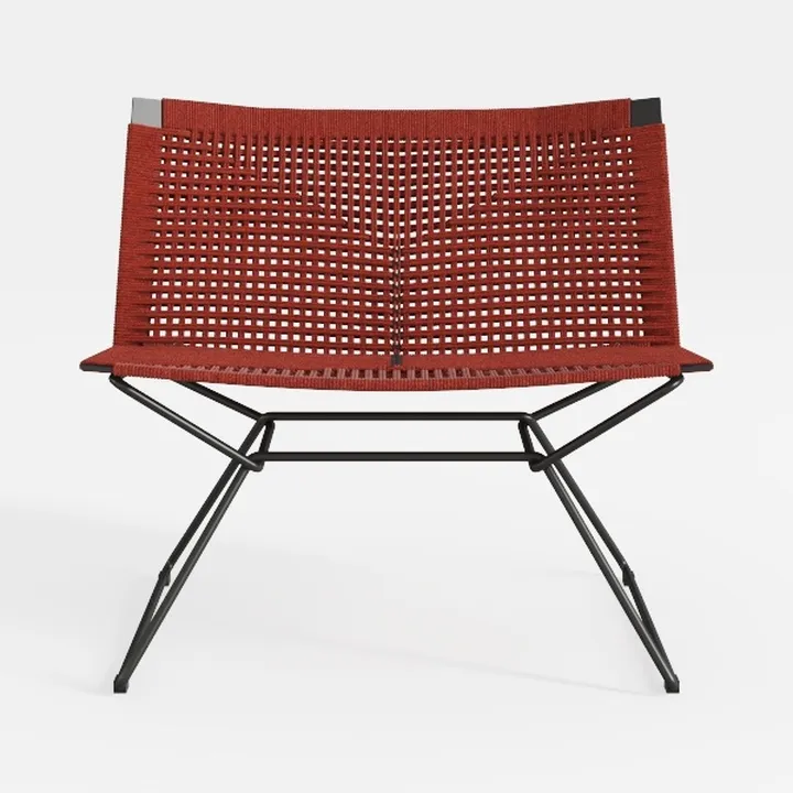 Minimalist Modern Woven Fabric Metal Frame Lounge Chair 3D Model