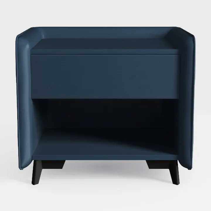 Wooden Nightstand with Bottom Shelf, Blue