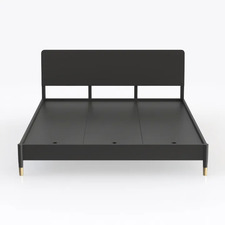 Modern Black Gold Accent Platform Bed 3D Model