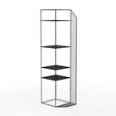Minimalist Black Metal Narrow Bookshelf Open Storage 3D Model Left 45 Degree View