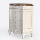 French Vintage Solid Wood Carved Dresser 3D Model Left 45 Degree View