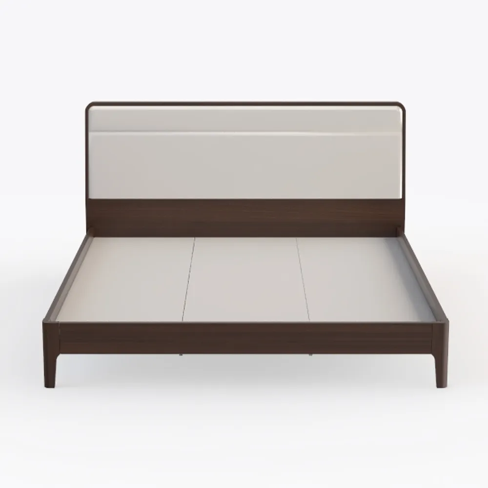 GDFStudio Acacia Wood Bed, Light Brown Glaze Queen