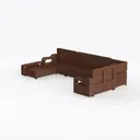 Solid Wood Traditional L-shaped Sectional Sofa With Storage Space 3D Model Left 45 Degree View