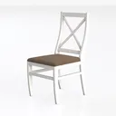 Minimalist White Wooden Fabric Dining Chair 3D Model Left 45 Degree View