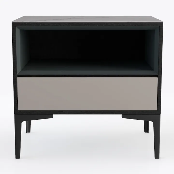 Nightstand Set of 2, Tall Side Table, Rattan End