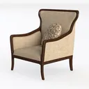 Classic Vintage Fabric Wood Frame Wingback Armchair 3D Model Left 45 Degree View
