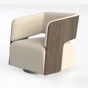 Swivel Accent Chair Armchair, Modern Round Single Left 45 Degree View