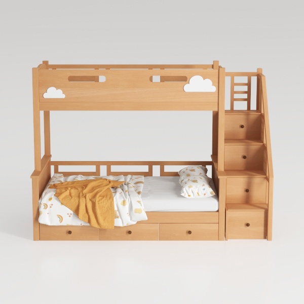 Merax Wood Bunk Bed with Drawers,Convertible Wood 