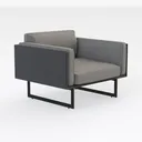 Modern Minimalist Fabric Metal Frame Armchair 3D Model Right 45 Degree View