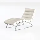 Modern Minimalist Leather Metal Chaise Lounge 3D Model Left 45 Degree View