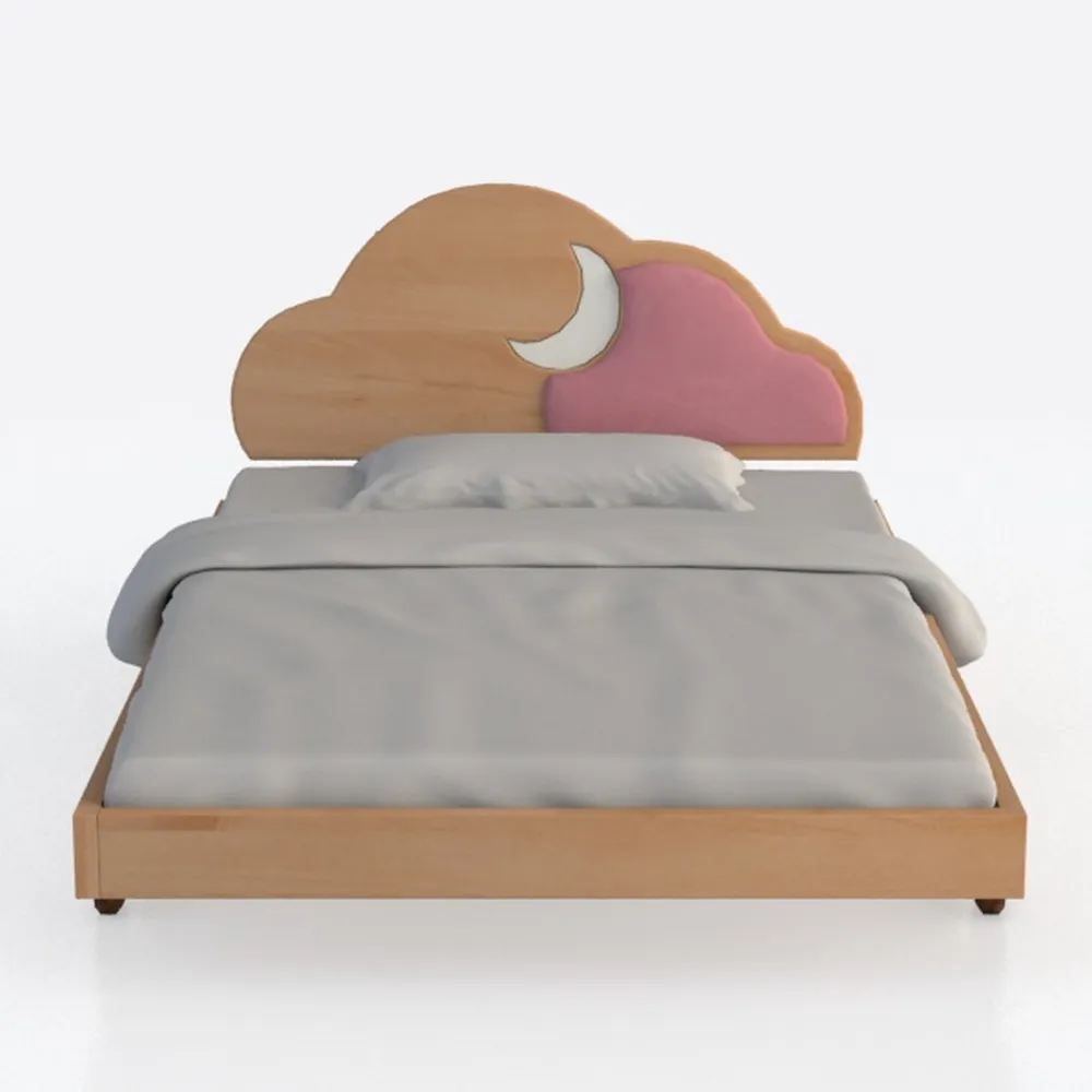 SOFTSEA Twin Size Velvet Platform Bed with Bear Sh