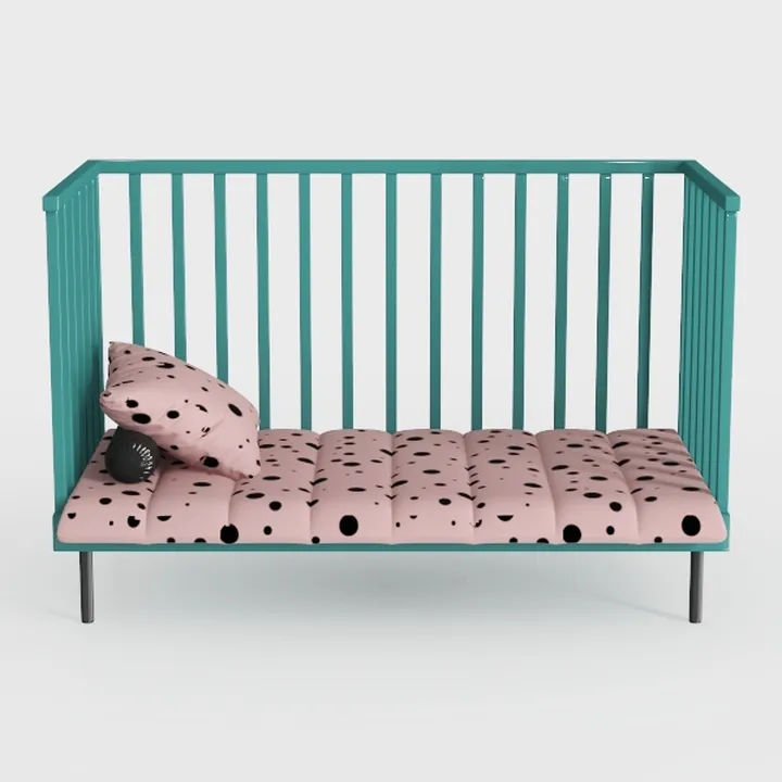 Modern Teal Metal Fabric Baby Crib 3D Model