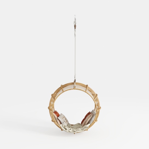 Outdoor Patio Wood Rattan Egg Porch Swing Chair Ha