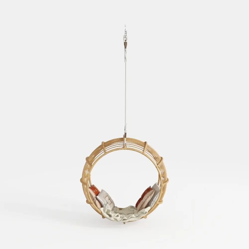 Outdoor Patio Wood Rattan Egg Porch Swing Chair Ha