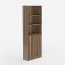 Minimalist Solid Wood Freestanding Bookshelf With Cabinet Doors 3D Model Right 45 Degree View