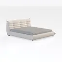 Minimalist White Fabric Upholstered Platform Bed 3D Model Right 45 Degree View