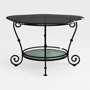 Vintage Metal Glass Two Tiered Scrollwork Coffee Table 3D Model