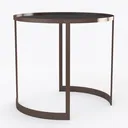 Modern Rose Gold Metal Glass Round Side Table 3D Model Right 45 Degree View