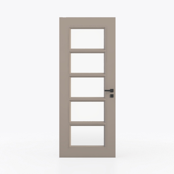 24&quot;x 80&quot; Frosted Glass Slab Door, 5-Lite Glass 