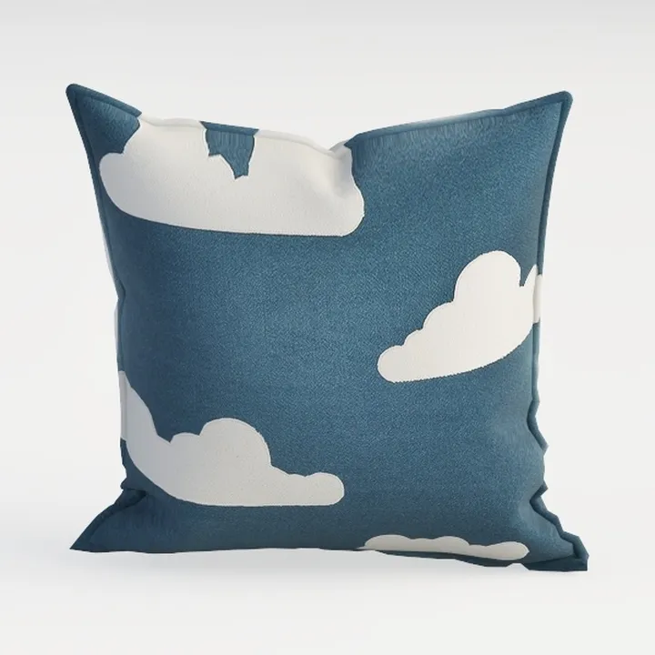 Minimalist Cloud Print Fabric Throw Pillow 3D Model