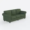 Classic Vintage Green Fabric 3 Seater Sofa 3D Model Right 45 Degree View