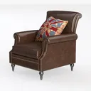 Mid-Century Modern Single Sofa with Rivet Design
 Left 45 Degree View