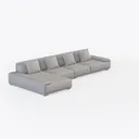 Minimalist Light Gray Fabric L Shaped Sectional Sofa 3D Model Right 45 Degree View