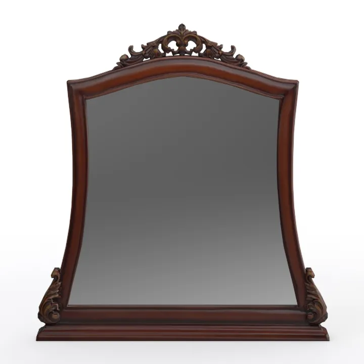 Vintage Carved Walnut Wood Vanity Mirror 3D Model
