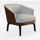 Modern Two Tone Fabric Leather Armchair 3D Model Right 45 Degree View