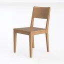 Minimalist Solid Oak Wood Dining Chair 3D Model Left 45 Degree View