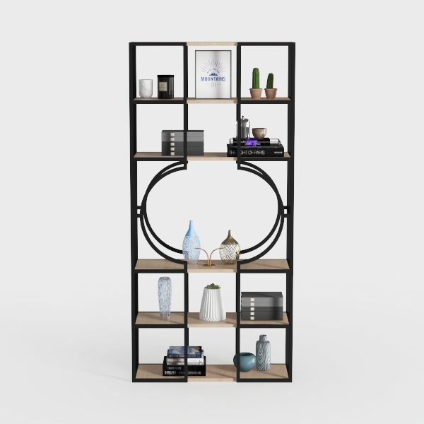 Industrial Bookshelf, 5-Tier Metal Bookcase with
