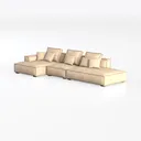 Minimalist Beige Fabric L Shape Sectional Sofa 3D Model Left 45 Degree View