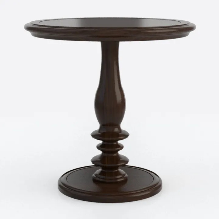 Vintage Solid Walnut Round Side Table 3D Model