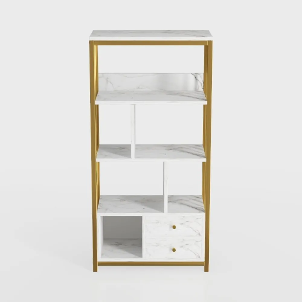 Tangkula 4-Tier Ladder Shelf with 2 Drawers, 52.5"