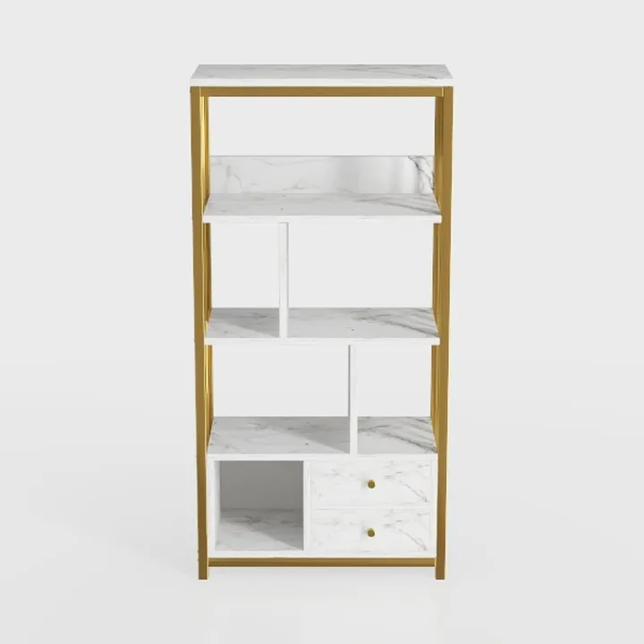 Tangkula 4-Tier Ladder Shelf with 2 Drawers, 52.5"