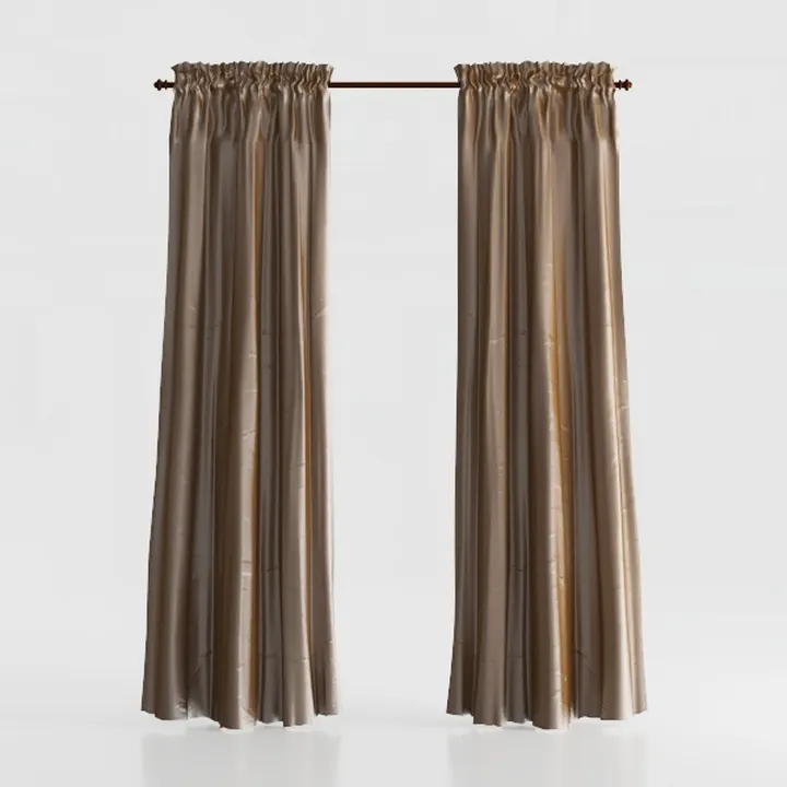 Minimalist Satin Fabric Window Curtains 3D Model