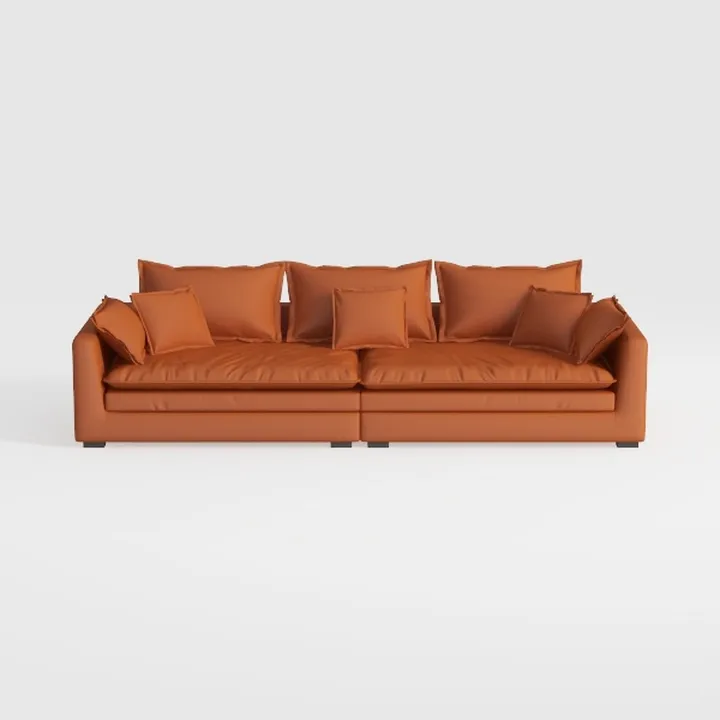 Minimalist Contemporary Leather Large Sectional Sofa 3D Model