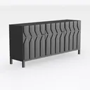 Modern Black Geometric Pattern Sideboard Cabinet 3D Model Right 45 Degree View