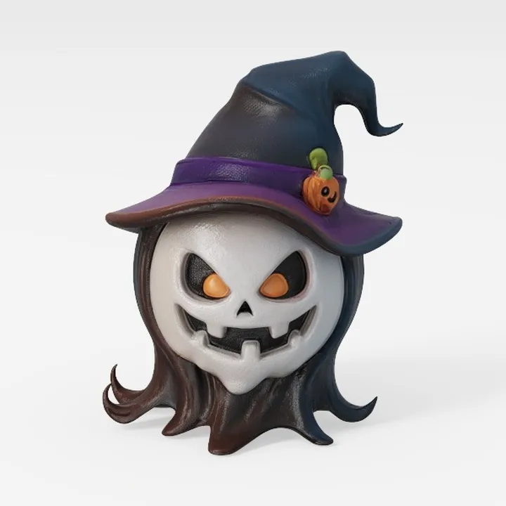 Halloween Witch Ghost Skull Decorative Figurine 3D Model