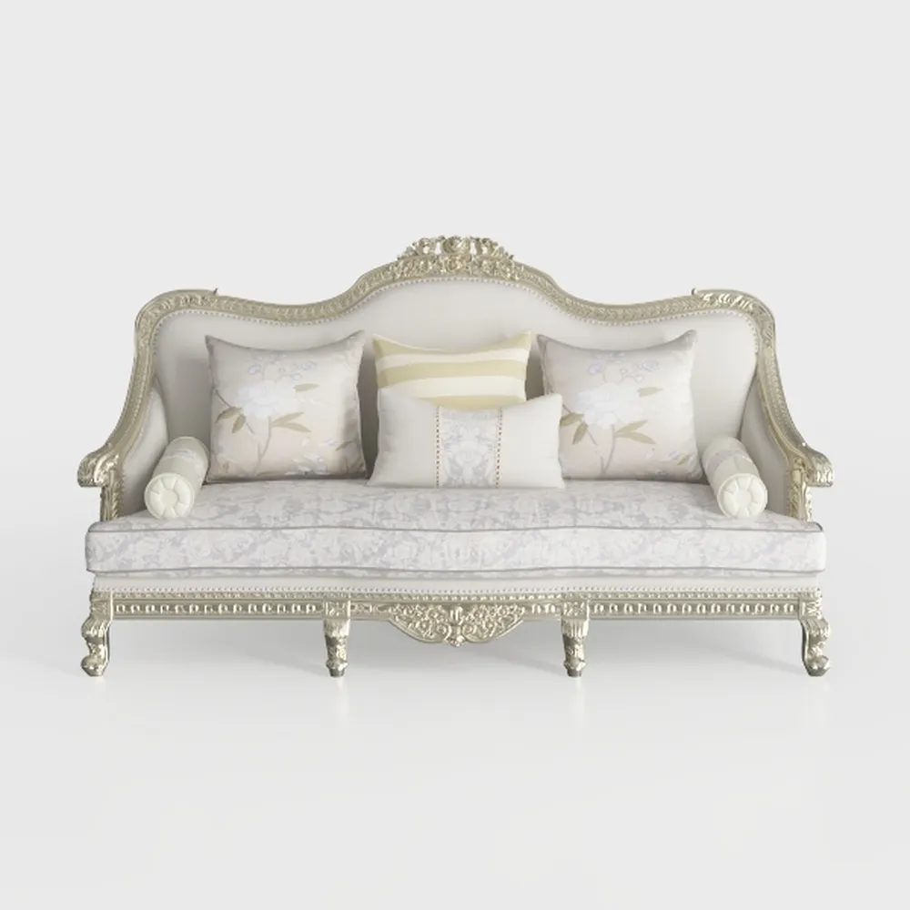 Acme Dresden II Sofa with 7 Pillows in Bone PU