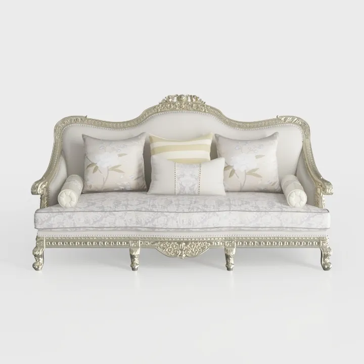 Acme Dresden II Sofa with 7 Pillows in Bone PU