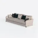 Minimalist Fabric Large Sofa With Decorative Throw Pillows 3D Model Left 45 Degree View