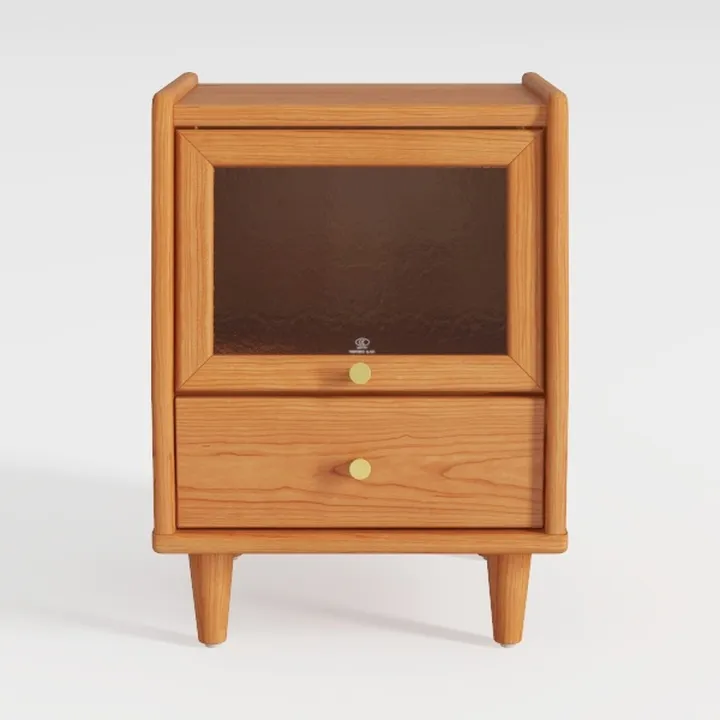End Table with Storage Glass Drawers, Bedrooms