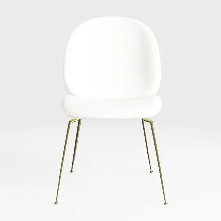 Modern Minimalist White Fabric Gold Metal Legs Dining Chair 3D Model