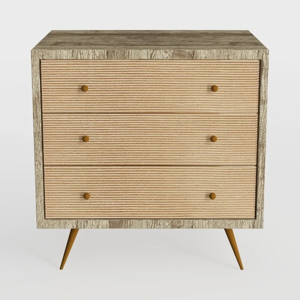 Anmytek 3 Drawer Dresser for Bedroom, Rattan Dress
